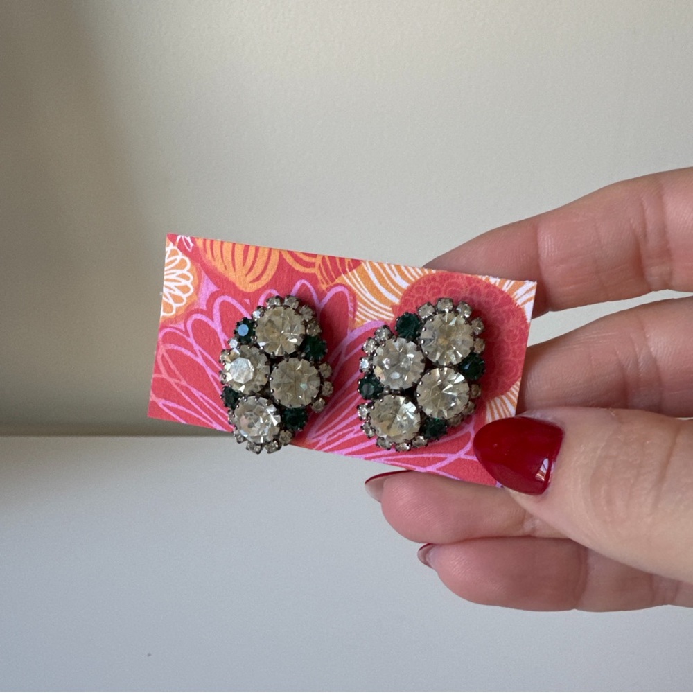 50s vintage rhinestone stud earrings
